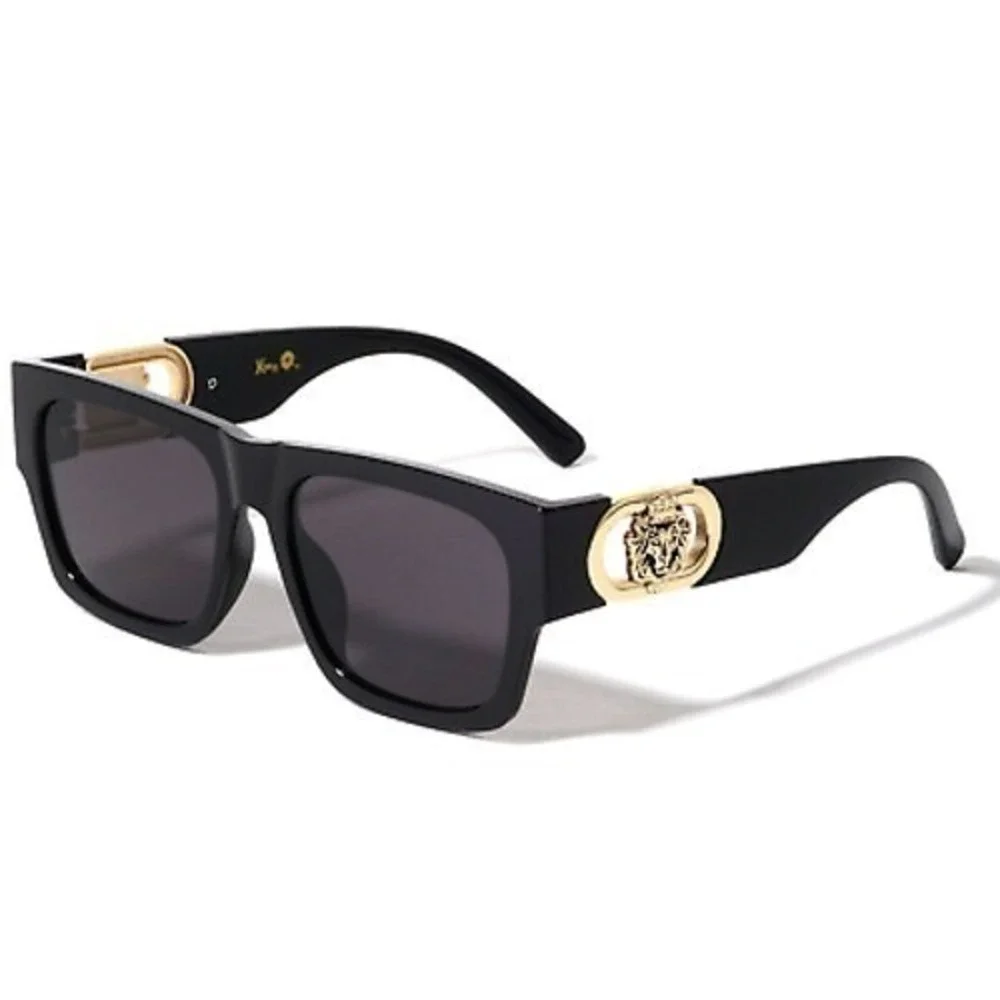 Square Men Sunglasses Gold Accents‎ 100% UV Protection Street Wear Lentes Gafas